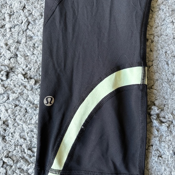 Lululemon Run: Inspire Crop II Black Tonka Stripe Mint Green - Picture 4 of 8